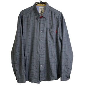 RSVLTS The Draper Long Sleeve Button Up Flannel Shirt Gray Red Mens Size Large